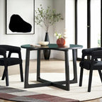Table à manger ronde moderne en bois massif Middlebrook avec pieds géométriques