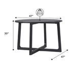 Table à manger ronde moderne en bois massif Middlebrook avec pieds géométriques