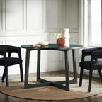 Table à manger ronde moderne en bois massif Middlebrook avec pieds géométriques