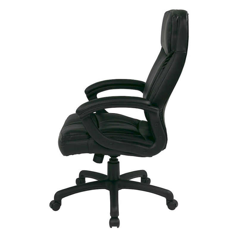 Work Smart Black Eco Leather High-back Contour Executive Chair