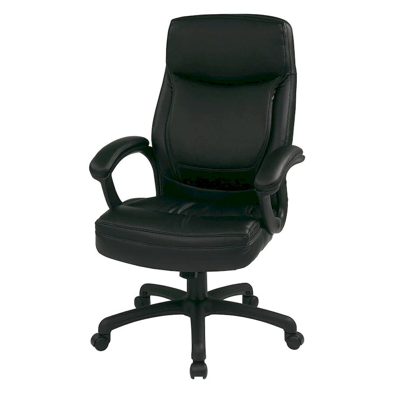 Work Smart Black Eco Leather High-back Contour Executive Chair