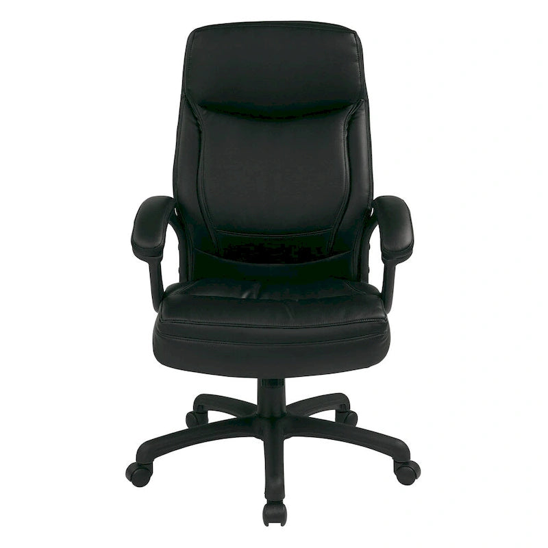 Work Smart Black Eco Leather High-back Contour Executive Chair