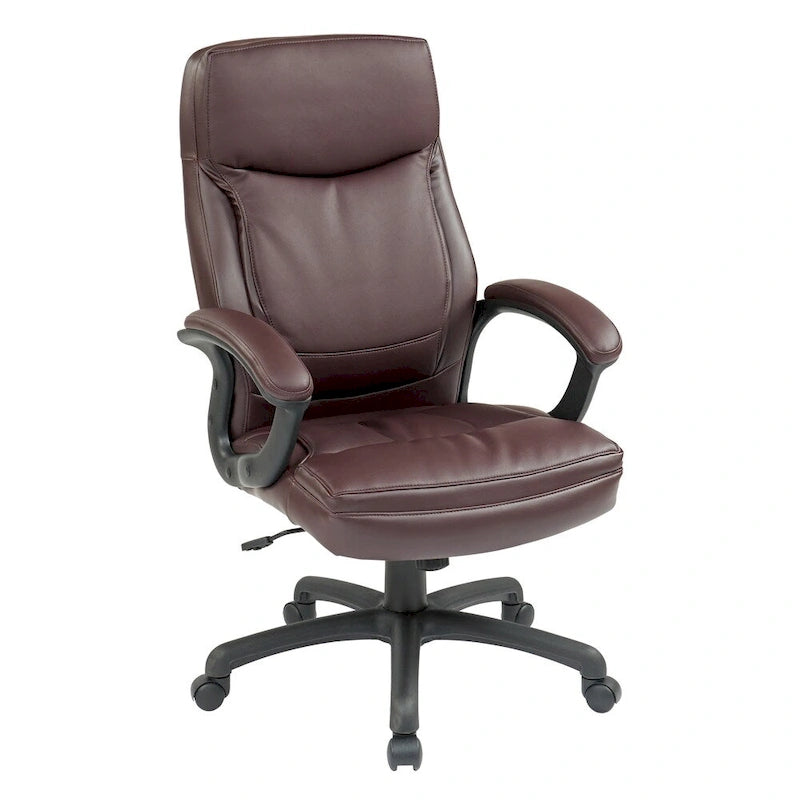 Work Smart Black Eco Leather High-back Contour Executive Chair