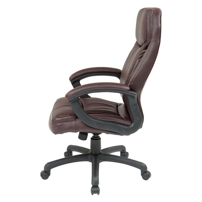 Work Smart Black Eco Leather High-back Contour Executive Chair