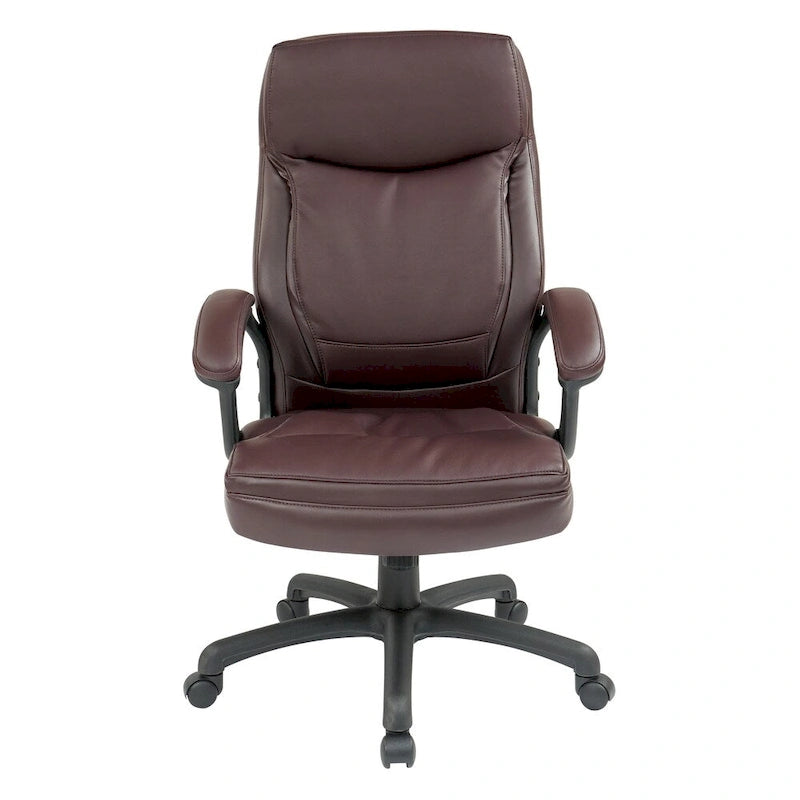Work Smart Black Eco Leather High-back Contour Executive Chair