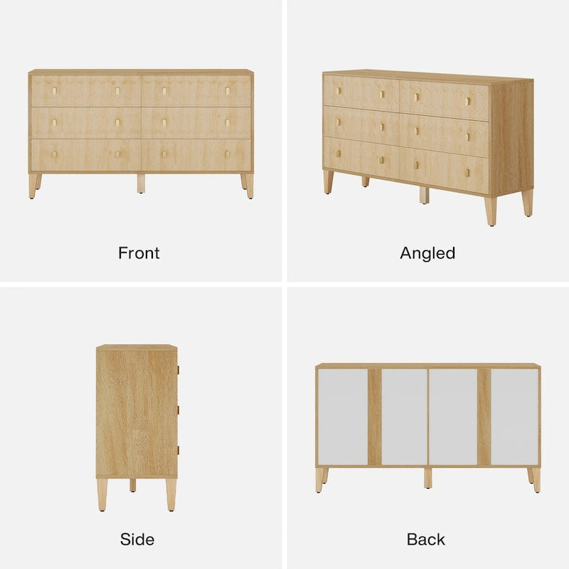 55-inch Dresser for Bedroom Chest of Drawers with Solid Wood Legs