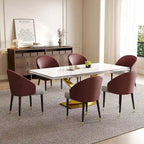Ensemble de salle à manger 9 pièces avec table à manger rectangulaire extensible en pierre frittée de 240 cm et 8 chaises en similicuir