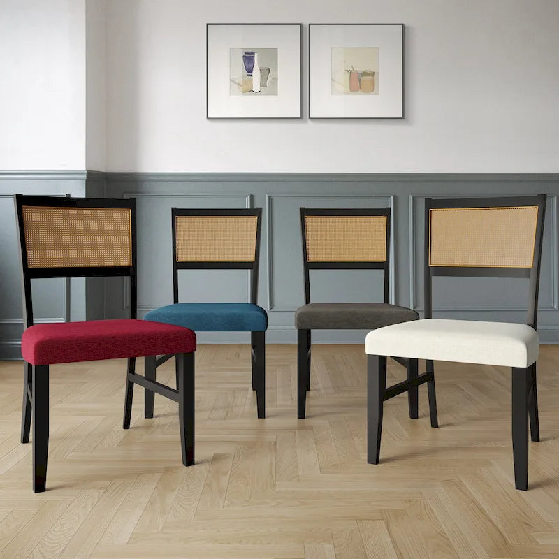 Chaise de salle à manger en bois en lin contemporaine CraftPorch, lot de 4